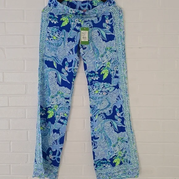 NEW Lily Pulitzer Palazzo Wide Leg Printed Pants Size XS 100% Rayon - Picture 1 of 7